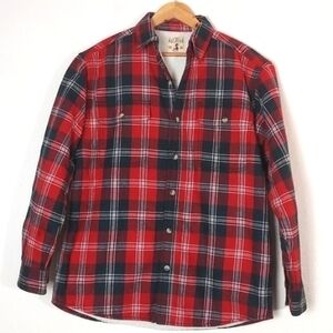 BASS PRO Men's Jacket Redhead Plaid Sherpa Lined Red Size Medium